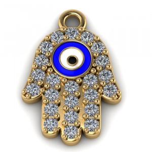 Enamel Hamsa Pendant
