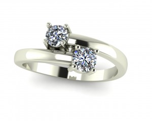Two Stone Bypass Engagement Ring 0.55Ctw