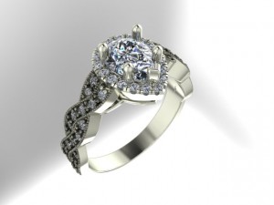 Twisted Pear Halo Engagement Ring 1Ctw