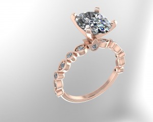 Oval Side Stone Engagement Ring 2.25Ctw