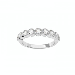 Diamond Round Cut Anniversary Ring with Milgrain  0.40Ctw