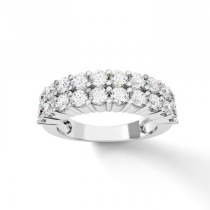 Diamond Round Cut 2 Row Anniversary Ring 1.50Ctw