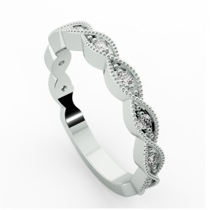 Diamond Round Cut Anniversary Ring with Milgrain 0.15Ctw