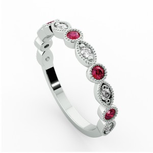 Diamond Round Cut Anniversary Ring with Milgrain 0.35Ctw