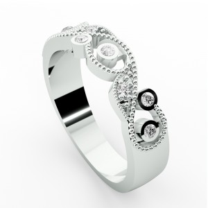 Diamond Round Cut Anniversary Ring with Milgrain 0.15Ctw
