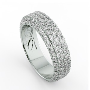Diamond Round Cut 5 Row 3 Quarter Anniversary Ring 1.85Ctw