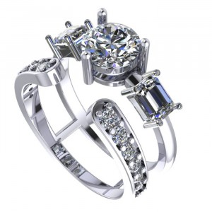 Three Stone Diamond Bridal Set 2Ctw