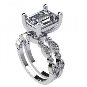 Emerald Diamond Bridal Set 2.95Ctw