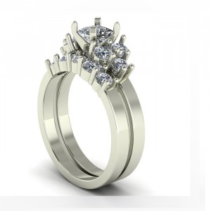 Princess Triple Stone Diamond Bridal Set 1.90Ctw