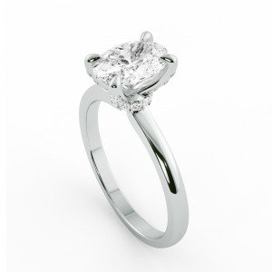 Oval Hidden Halo Engagement Ring with Prong Stone 1.20Ctw
