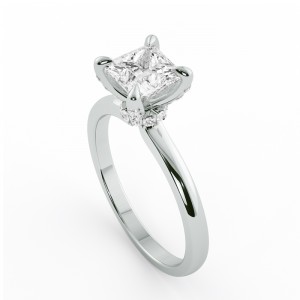 Princess Hidden Halo Engagement Ring with Prong Stone 1.15Ctw