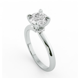 Round Cut Hidden Halo Engagement Ring 1.10Ctw
