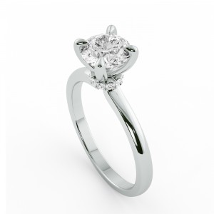 Round Hidden Halo Engagement Ring 1.10Ctw