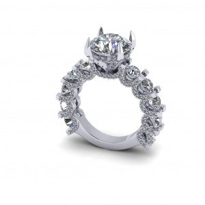 Side Stone Engagement Ring 6Ctw