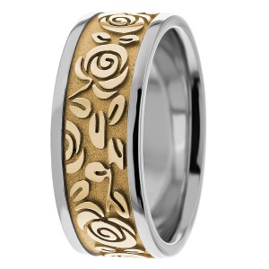 8.50mm Wide Floral Design Wedding Ring