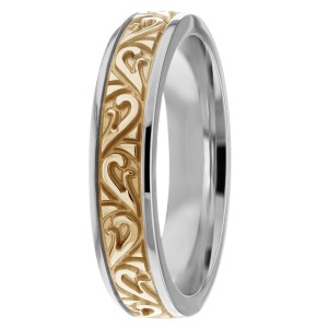 Floral Design 5mm wide Wedding Ring
