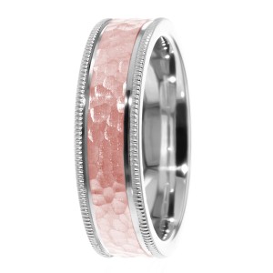 Hammered Milgrain 6mm Wedding Ring