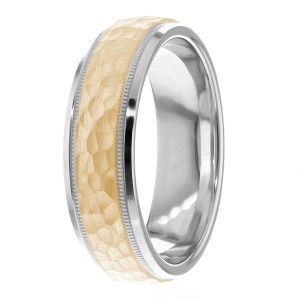 Dome Hammered Milgrain 6mm Ring