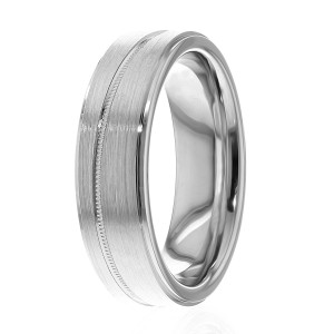 6.5mm Diagonal Milgrain Wedding Bands