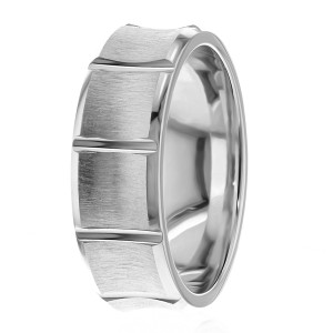7mm Concave Diamond Cut Wedding Ring