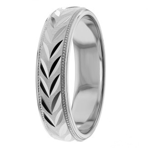 5mm Wide Diamond Cut Wedding Ring