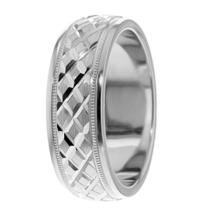 7mm Wide Diamond Cut Wedding Ring