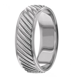 7mm Diagonal Milgrains Wedding Ring