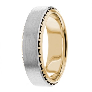 7mm Beveled Edge Patterned Wedding Ring