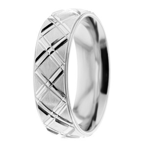 Interlocking X Pattern 6mm Wedding Ring