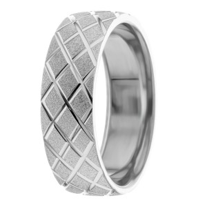 7mm Criss-Cross Low Dome Wedding Ring