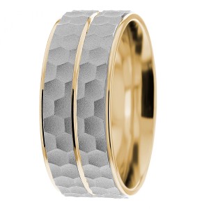 9mm Honeycomb Hammer Wedding Bands