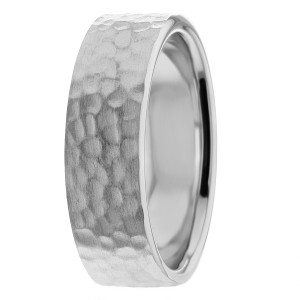 7mm Flat Medium Hammered Ring