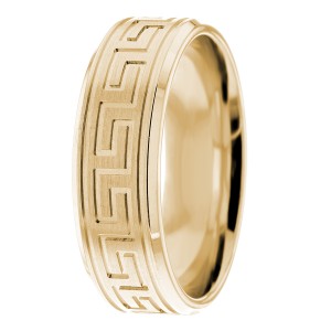 7mm Greek Key Carved Wedding Ring