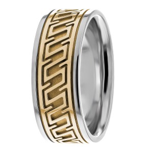 Modern Carved 8mm Wide Wedding Bands