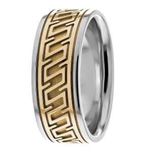 Modern Carved 8mm Wide Wedding Bands