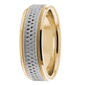 7mm Criss-Cross Milgrain Wedding Ring