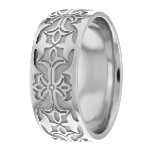 8mm Floral Design Wedding Ring