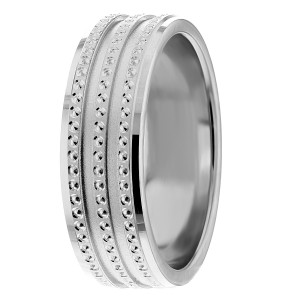 7mm Diamond Patterned Wedding Ring