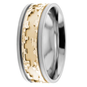 8mm Carved Hammered Wedding Ring