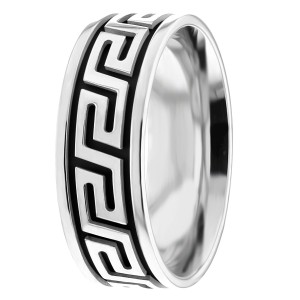 7mm Italic Greek Key Wedding Ring