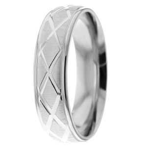 6mm X-Pattern Wedding Ring