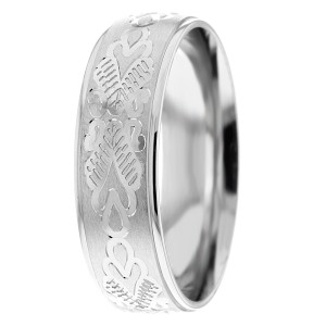 7mm Flower Engraved Wedding Ring