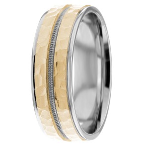 Hammered Milgrain 7mm Wedding Bands