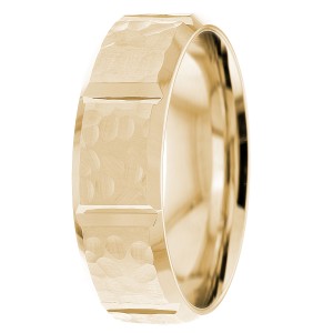  Hammered Beveled Edge 6mm Wedding Ring