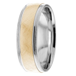 Mixed Brush 6mm wide Wedding Ring