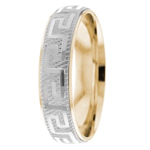 Greek Key 6mm wide Wedding Ring