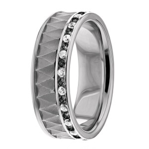 Black & Clear Diamond Wedding Band 7mm 0.54 Ctw.