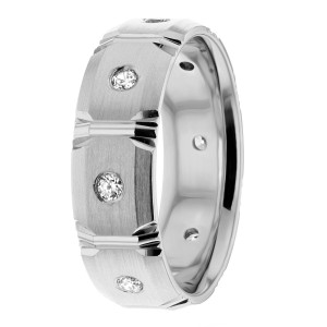 Diamond Wedding Ring 7mm Wide 0.12 Ctw.