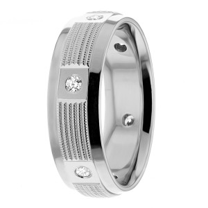 Diamond Wedding Ring 7mm Wide 0.18 Ctw.