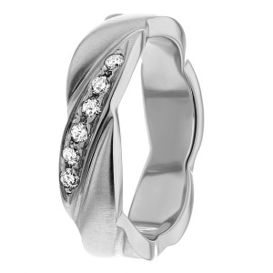 Diamond Wedding Ring 6mm Wide 0.12 Ctw.